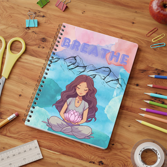 "Breathe" 🗻🧘- Spiral Softcover Notebook