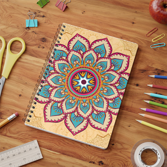 Tan and Gold Mandala🏵️🧿 - Spiral Softcover Notebook