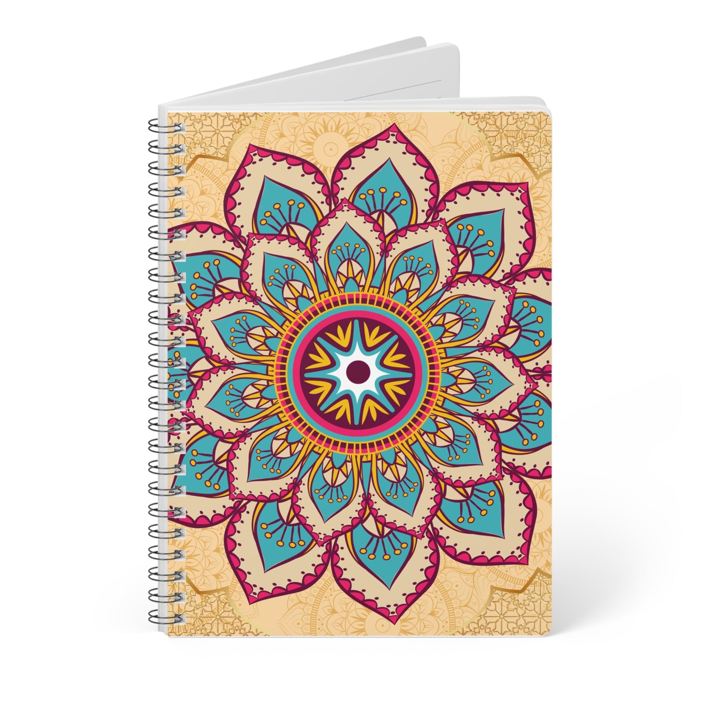 Tan and Gold Mandala🏵️🧿 - Spiral Softcover Notebook