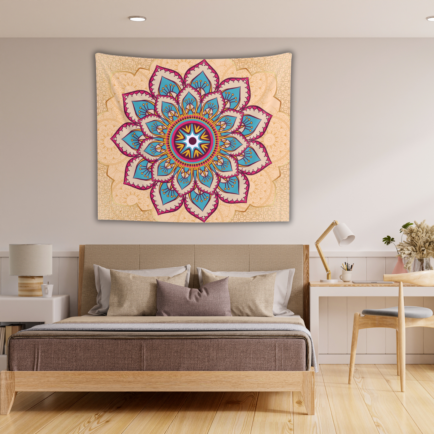 Tan and Gold Mandala - Wall Tapestry✨🏵️